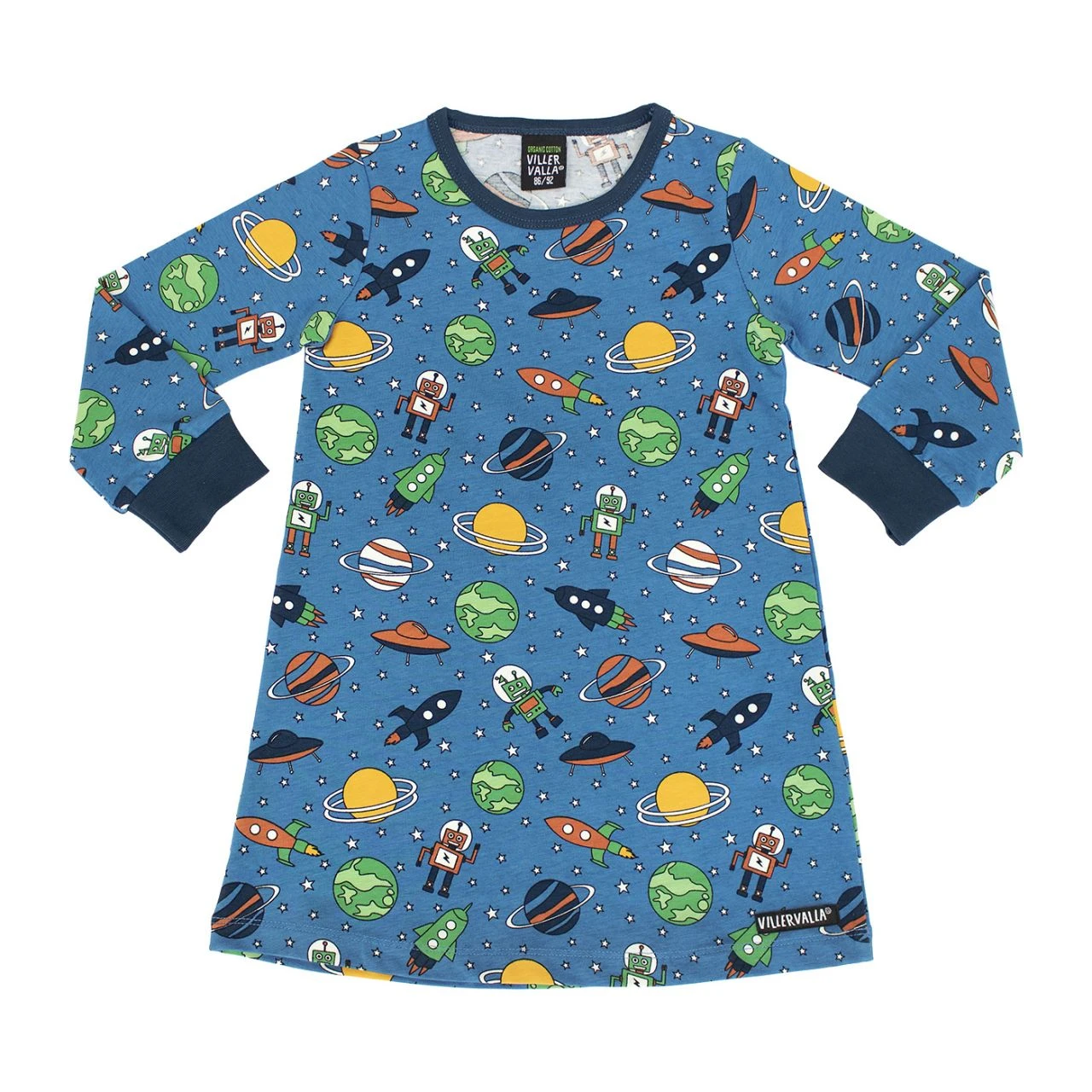 VILLERVALLA - NIGHT GOWN - LANGARM NACHTHEMD MIT SPACE PRINT 1 VILLERVALLA - NIGHT GOWN - LANGARM NACHTHEMD MIT SPACE PRINT