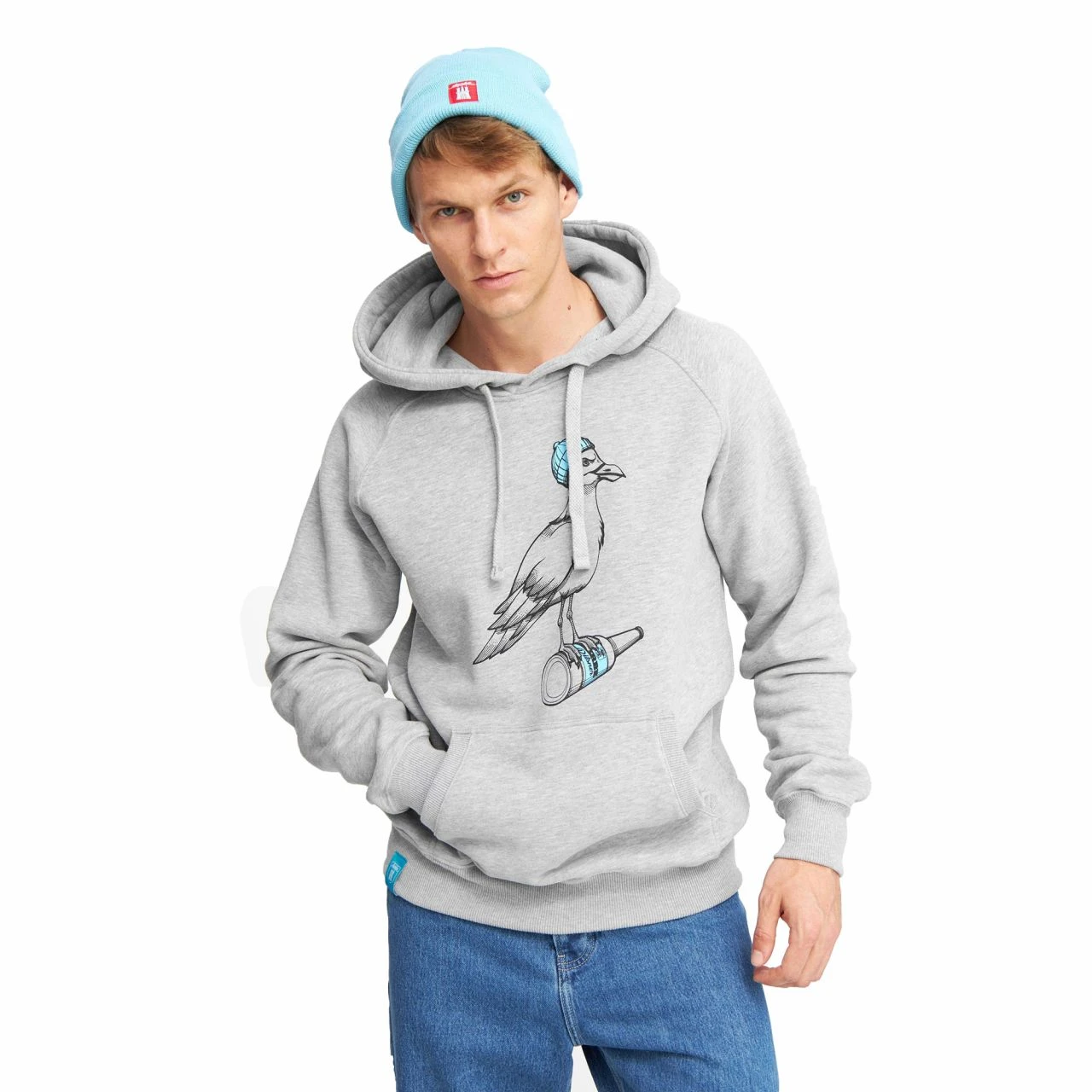 DERBE - STURMMÖWE MONO - HERREN HOODIE - GREY MELANGE 2 DERBE - STURMMÖWE MONO - HERREN HOODIE - GREY MELANGE - Image 2