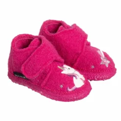 NANGA - LITTLE UNICORN - KINDER HAUSSCHUH AUS SCHURWOLLE - ROSA