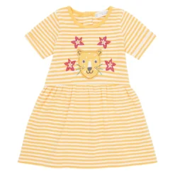 SENSE ORGANICS - AMEA - BABY KLEID - YELLOW STRIPES + LEOPARD