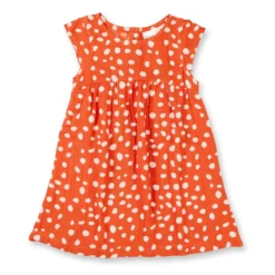 SENSE ORGANICS - NEELA DRESS - KURZARM KLEID - AOP DOTS RUSTY RED