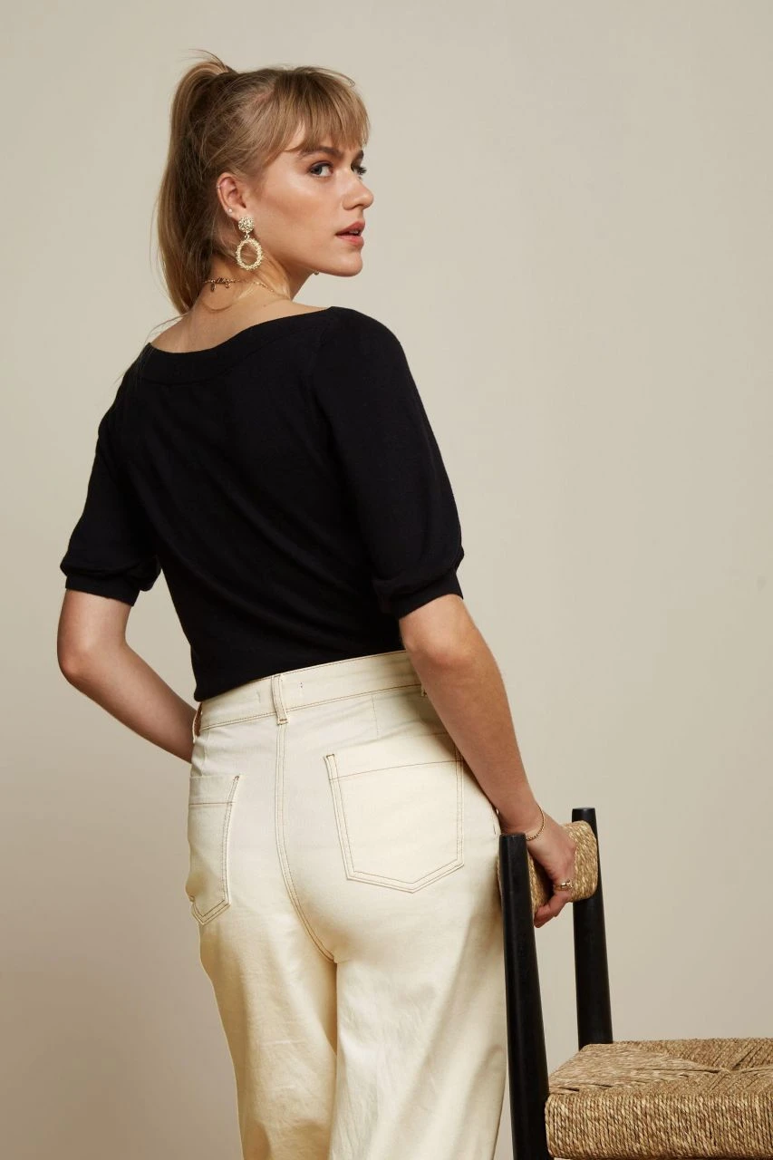 KING LOUIE - IVY TOP COCOON - DAMEN KURZARM PULLOVER - BLACK 3 KING LOUIE - IVY TOP COCOON - DAMEN KURZARM PULLOVER - BLACK - Image 3