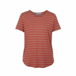 FINSIDE - MEKKOLI - OVERSIZE DAMEN SHIRT AUS GESTREIFTEM BAMBUSJERSEY - TERRA COTTA/FOX