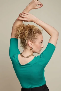 KING LOUIE - SARAH TOP ECOVERO LIGHT - DAMEN KURZARM T-SHIRT - AQUA GREEN -Schicke Mode Verkauf 6986 06318248 4 1280x1280