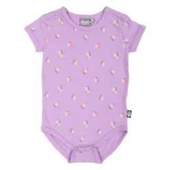 DANEFAE - ORGANIC - DANAHORN BODY - KURZER MÄDCHEN BODY - SOFT VIOLA MINIFLOWER