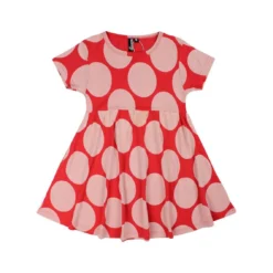 DANEFAE - ORGANIC - DANELOLLIPOP DRESS - TELLERKLEID MIT PUNKTEN - RIBS/CHALK MEGADOTS