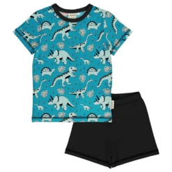 MEYADEY - PYJAMA SET SS - KURZER BIO SCHLAFANZUG - DINO FOREST