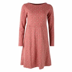 DANEFAE - DANESIDSEL DRESS - DAMEN LANGARM KLEID - OLD ROSE/CHALK MINIFLOWER
