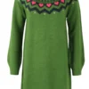 DANEFAE - DANESUKKERTOP SWEATER DRESS - DAMEN LANGARM KLEID - FALL JUNGLE/DK NAVY/RASBERRY SORBET
