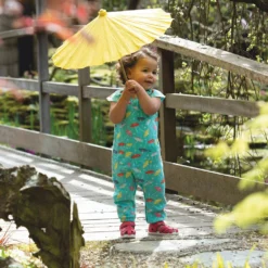 FRUGI - NIAMH GATHERED PLAYSUIT - SOMMER OVERALL - PACIFIC AQUA PARASOLS -Schicke Mode Verkauf DUS006PQP 2 1280x1280