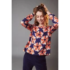 LILY BALOU - ALINA BLOUSE - DAMEN LANGARMSHIRT - BIG-FLOWER -Schicke Mode Verkauf LBWF20207570 1280x1280