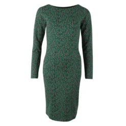 DANEFAE - ORGANIC DANEMAIKEN DRESS - DAMEN BIO LANGARMKLEID - BLACK/GREEN FLEURI