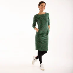 DANEFAE - ORGANIC DANEMAIKEN DRESS - DAMEN BIO LANGARMKLEID - BLACK/GREEN FLEURI -Schicke Mode Verkauf MAIKEN DRESS BLACK GREEN FLEURI 1280x1280