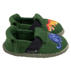 NANGA - DINO - KINDER HAUSSCHUH AUS SCHURWOLLE - DUNKELGRÜN -Schicke Mode Verkauf NANGA DINO 2 1280x1280