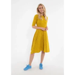 DANEFAE - ORGANIC - DANECHARLOTTE VISCOSE DRESS - DAMEN KLEID - OCCER FLEURIE -Schicke Mode Verkauf ORG DANECHARLOTTE VISCOSE SLUB DRESS OCCER FLEURIE 1 1280x1280