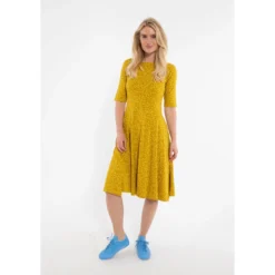 DANEFAE - ORGANIC - DANECHARLOTTE VISCOSE DRESS - DAMEN KLEID - OCCER FLEURIE -Schicke Mode Verkauf ORG DANECHARLOTTE VISCOSE SLUB DRESS OCCER FLEURIE 1280x1280