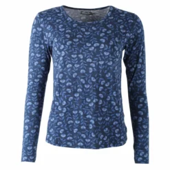 DANEFAE - ORGANIC - DANELOTTE TEE - DAMEN BIO LANGARM SHIRT - MARINE/COLD BLUE FLEURIE