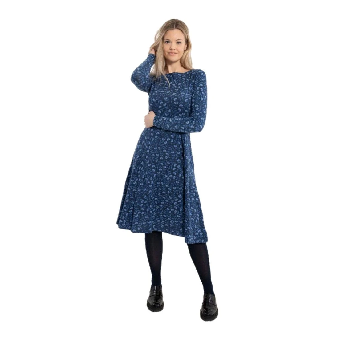 DANEFAE - ORGANIC - DANESIGRID DRESS - DAMEN BIO LANGARM KLEID - MARINE/COLD BLUE FLEURIE 6 DANEFAE - ORGANIC - DANESIGRID DRESS - DAMEN BIO LANGARM KLEID - MARINE/COLD BLUE FLEURIE - Image 6