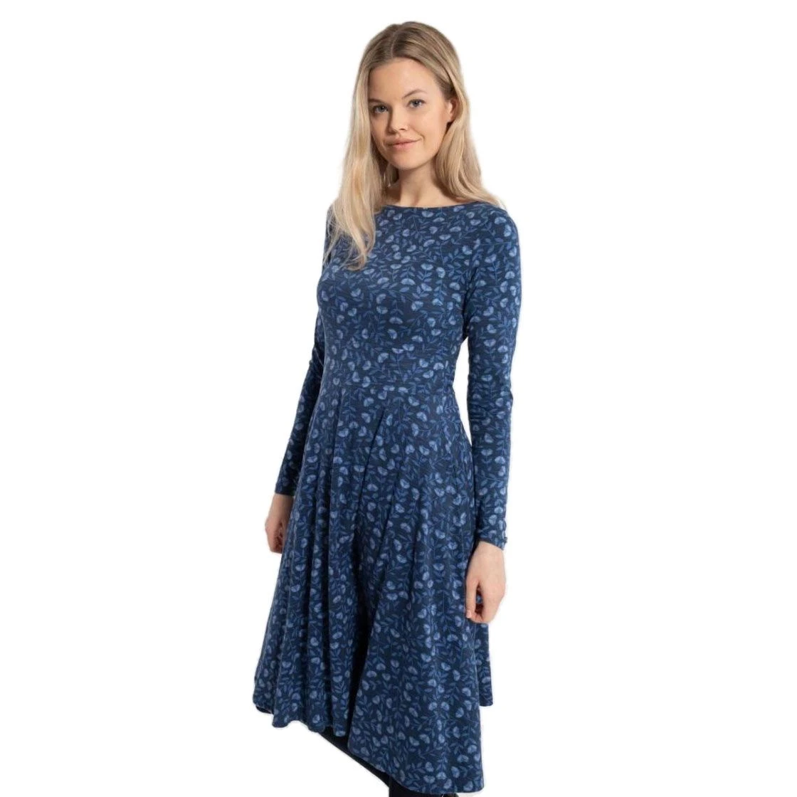 DANEFAE - ORGANIC - DANESIGRID DRESS - DAMEN BIO LANGARM KLEID - MARINE/COLD BLUE FLEURIE 4 DANEFAE - ORGANIC - DANESIGRID DRESS - DAMEN BIO LANGARM KLEID - MARINE/COLD BLUE FLEURIE - Image 4