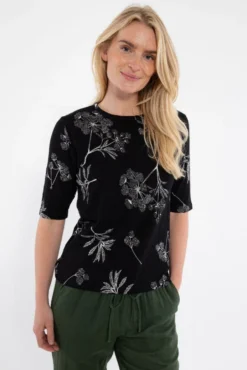 DANEFAE - ORGANIC - DANEMANNA VISCOSE SLUB TEE - DAMEN KURZARM T- SHIRT - BLACK HEMLOCK -Schicke Mode Verkauf spring summer 20203 danefae ladies 96 1280x1280