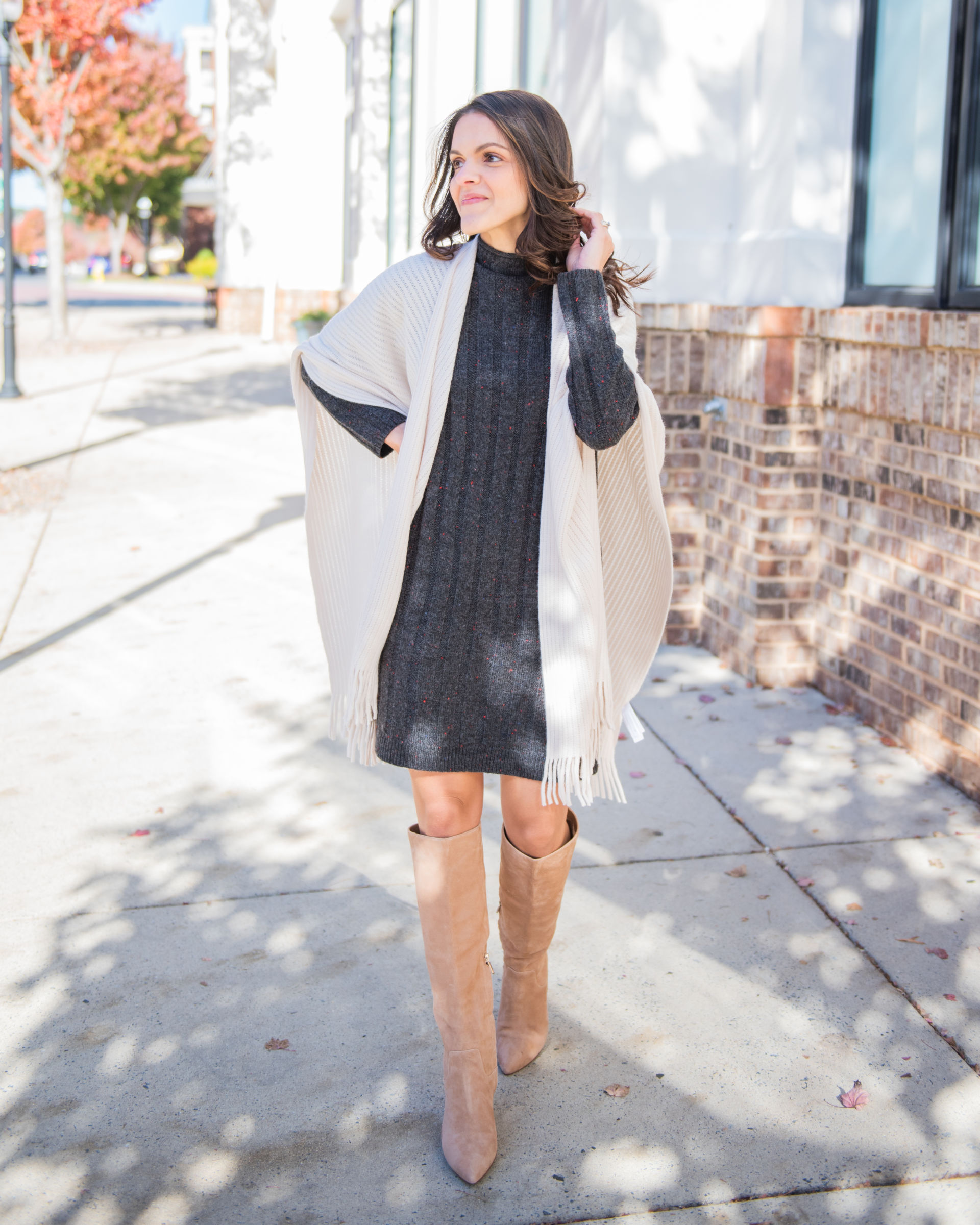 Schicke Mode Verkauf -Schicke Mode Verkauf sweater dress poncho knee high boots